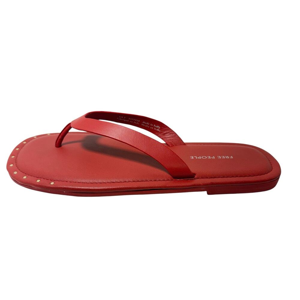 Free People Women's Red Sona Thong Sandal Flip Flop Flat Studded SZ/7 - Picture 5 of 10